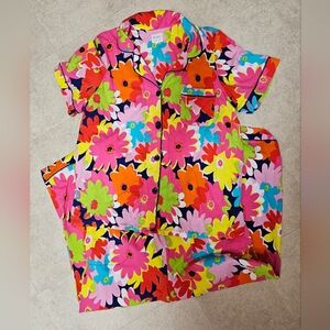 Trina Turk X Bedhead Print Crop Stretch Jersey Pajamas Sz Xl 14-18 Best Fit EUC